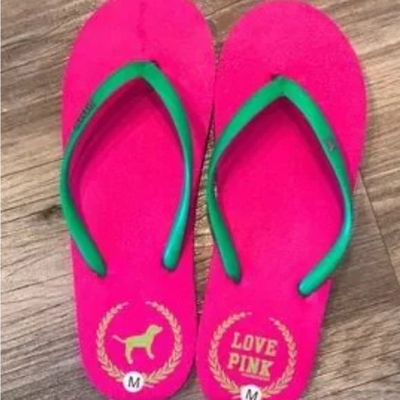 NWT ❤️VINTAGE VS Pink Flip Flops - Picture 1 of 3